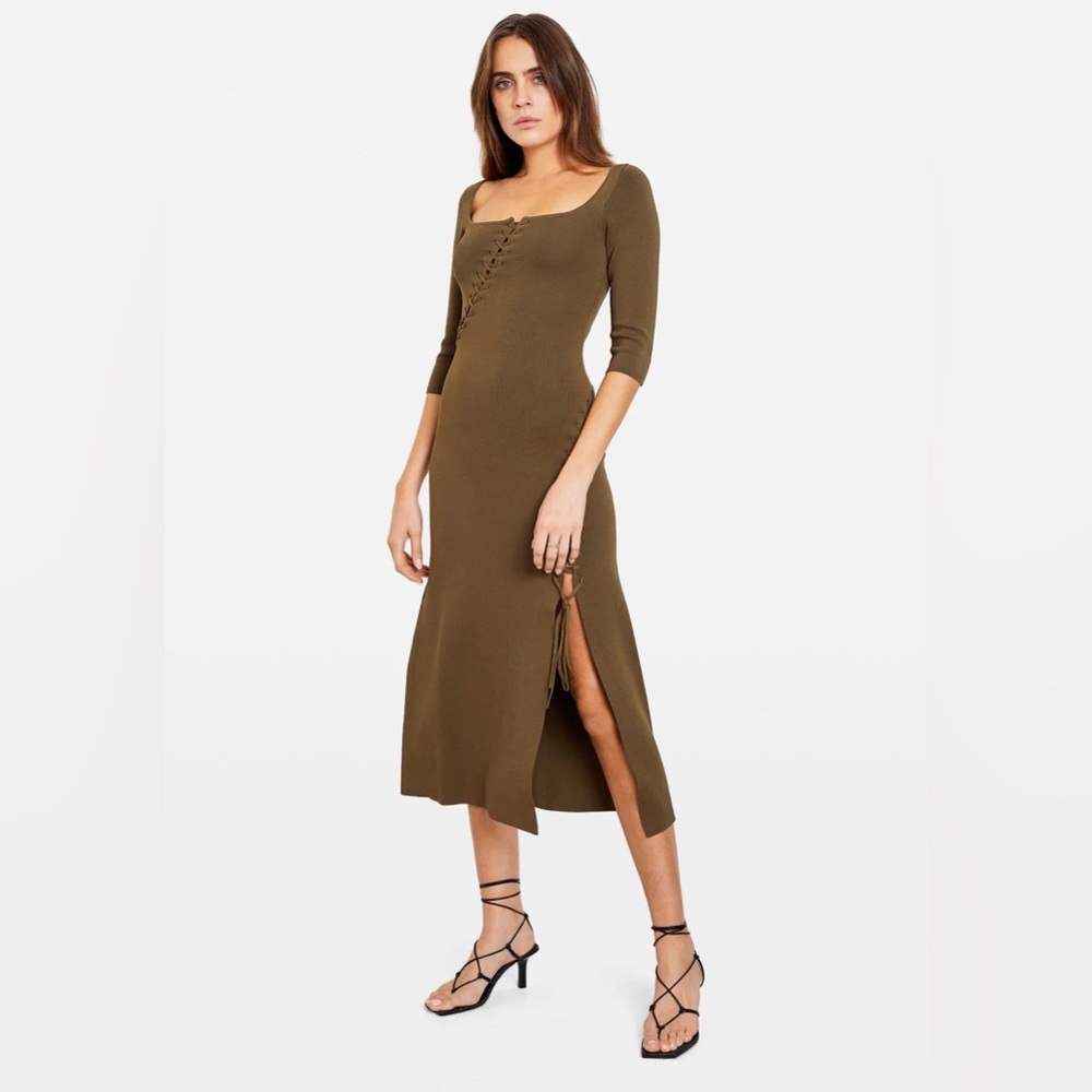 NWT $558 Cult Gaia Leia Split-hem Rayon-blend Knitted Midi Dress